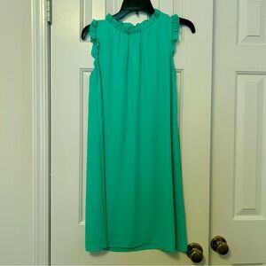 Lilly Pulitzer Talisa Gustavia Green Ruffle Collar Shift Dress Sz XS